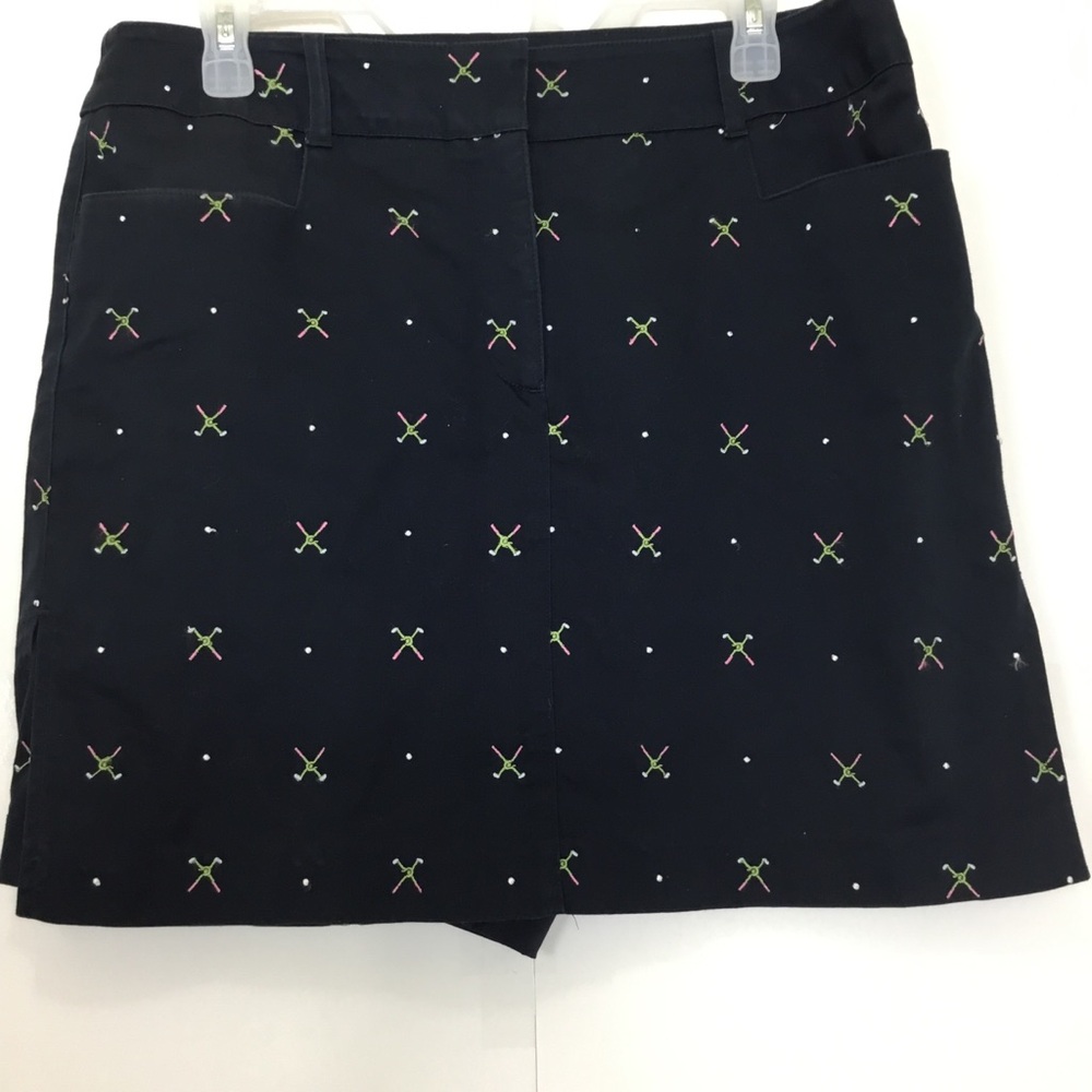 Izod G-flex Navy Blue Golf Skort Golf Club Embroidery Cotton Blend 12